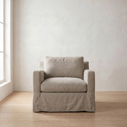 Sylvie Slipcover Chair in Putty Linen