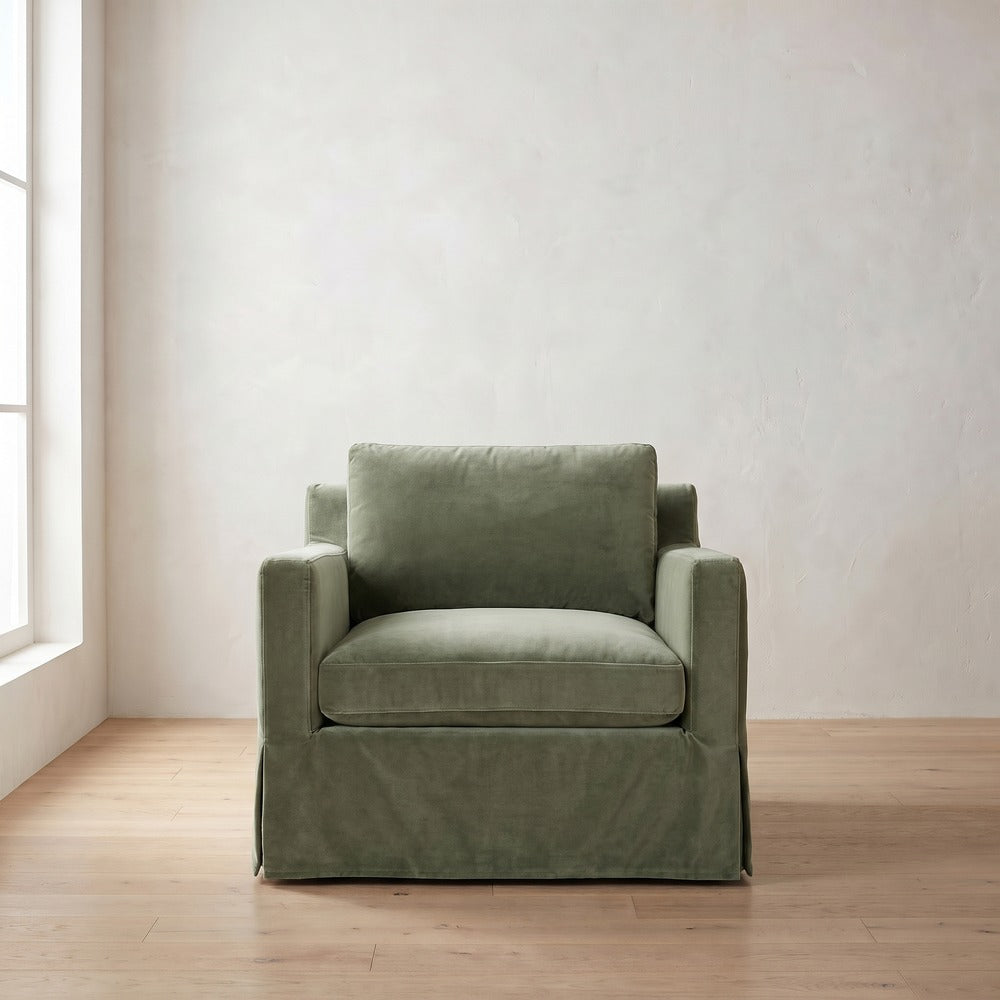 Sylvie Slipcover Chair in Sage Velvet