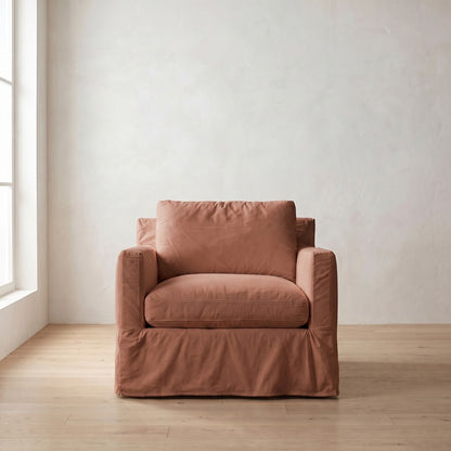 Sylvie Slipcover Chair in Terracotta Linen