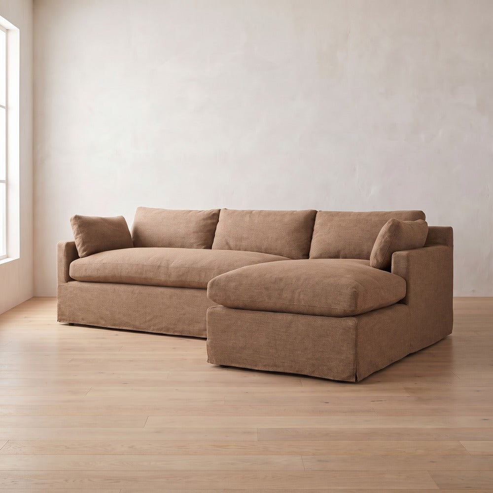 Sylvie Slipcover Sleeper Sectional (chaise shown), styled at home