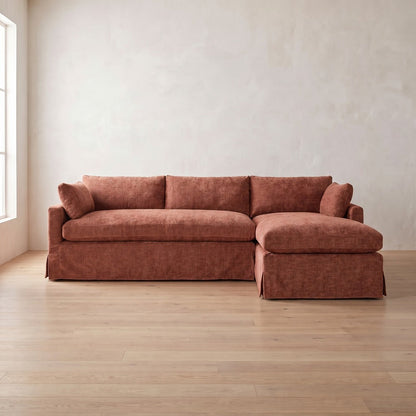 Sylvie Slipcover Sleeper Sectional (chaise shown) in Brick Chenille