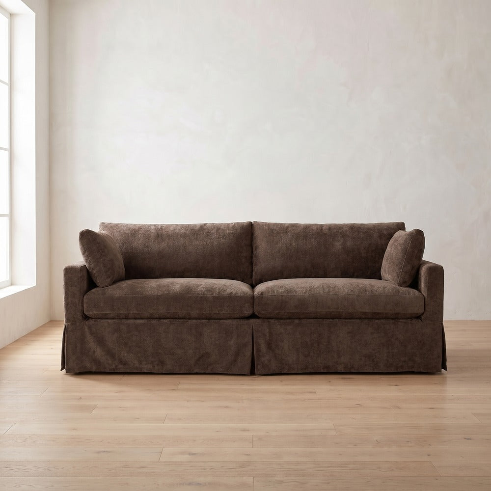 Sylvie Slipcover Sleeper Sofa in Bark Chenille