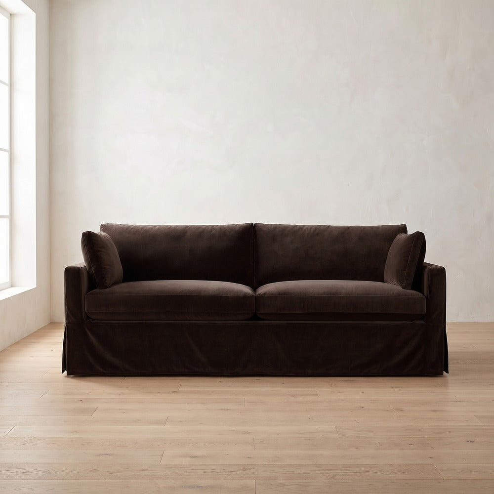 Sylvie Slipcover Sleeper Sofa in Bark Velvet