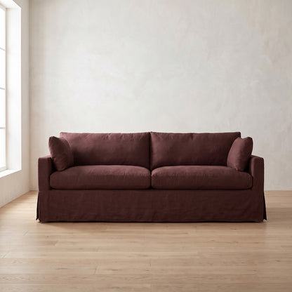 Sylvie Slipcover Sleeper Sofa in Burgundy Linen