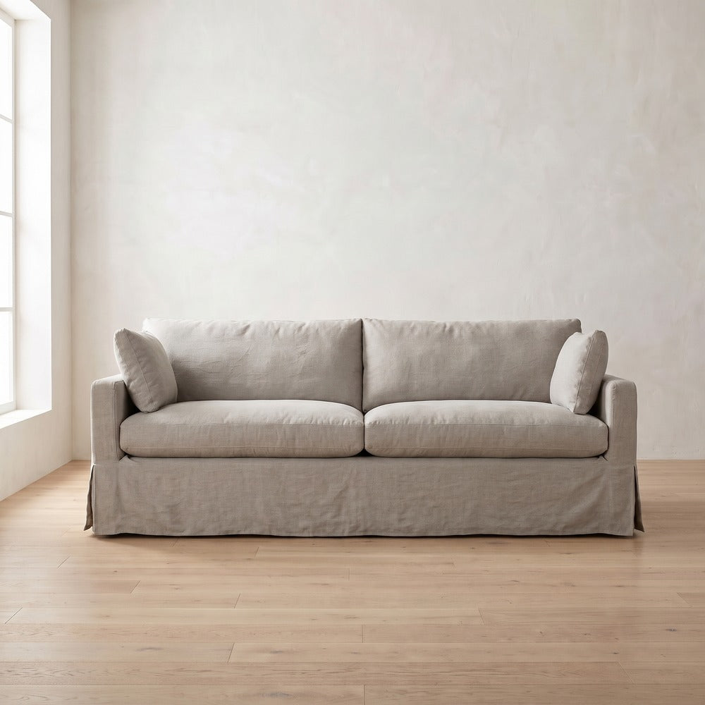 Sylvie Slipcover Sleeper Sofa in Natural Linen