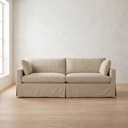 Sylvie Slipcover Sleeper Sofa in Natural Performance Linen