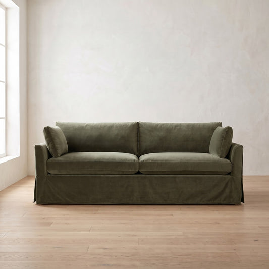 Sylvie Slipcover Sleeper Sofa in Sage Velvet