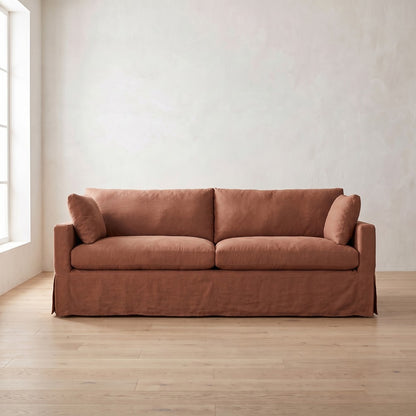 Sylvie Slipcover Sleeper Sofa in Terracotta Linen