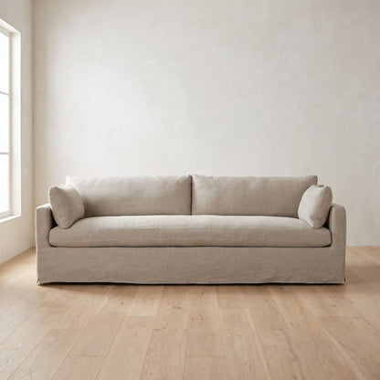 Sylvie Slipcover Sofa, Bench Cushion in Natural Linen