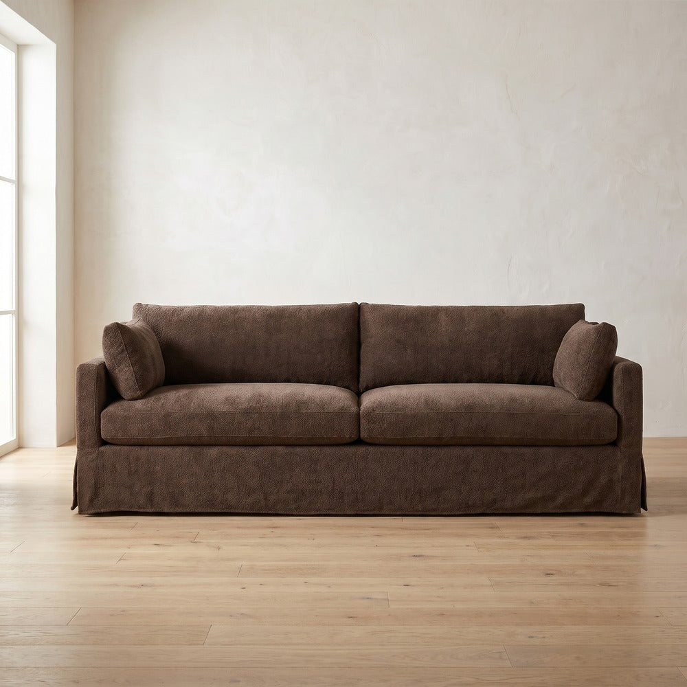 Sylvie Slipcover Sofa, Two Cushion in Bark Chenille
