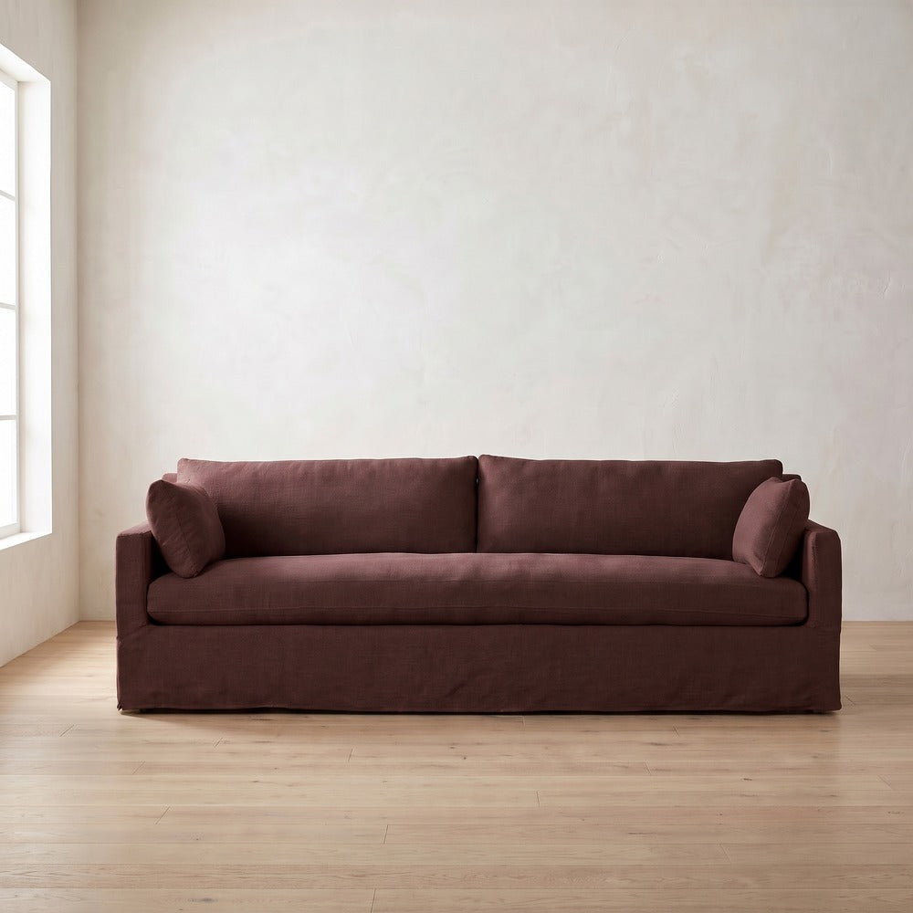 Sylvie Slipcover Sofa in Burgundy Linen