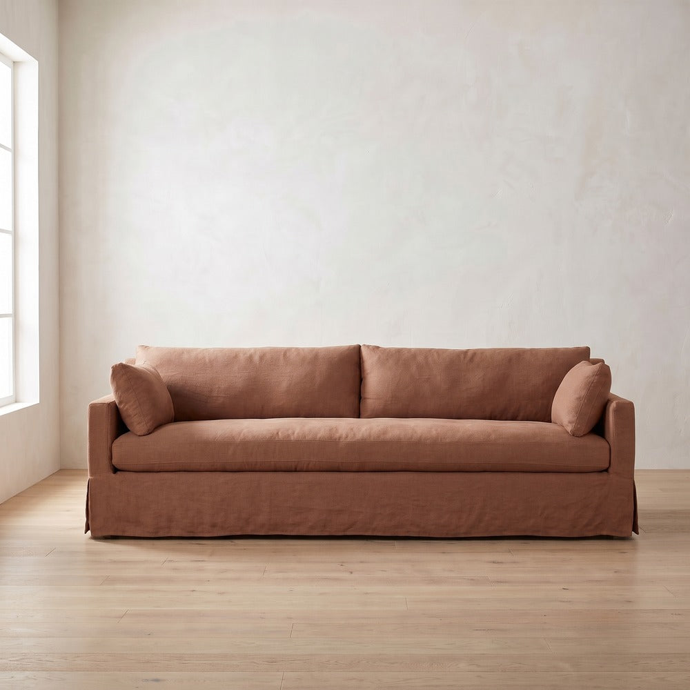 Sylvie Slipcover Sofa in Terracotta Linen