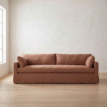 Sylvie Slipcover Sofa in Terracotta Linen