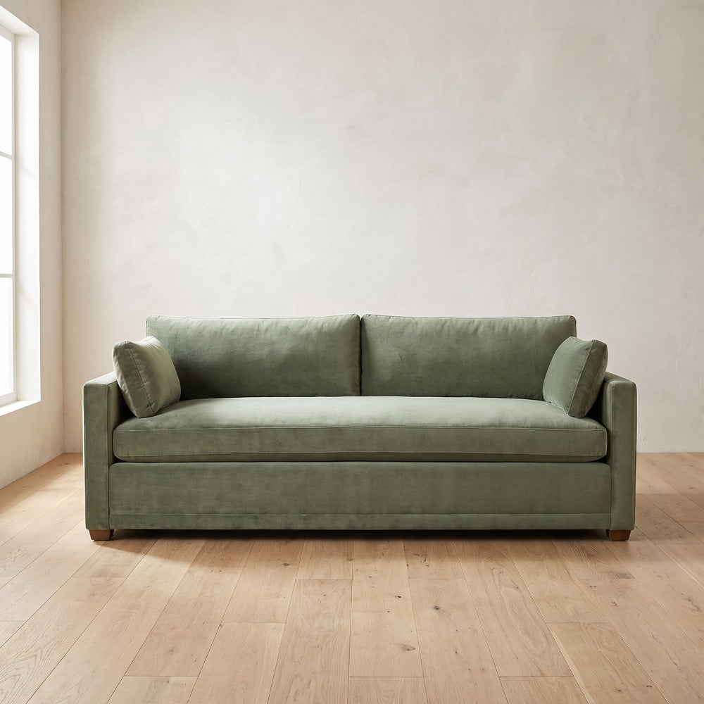 Sylvie Sofa, Bench Cushion in Sage Velvet