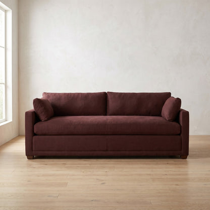Sylvie Sofa, Two Cushion in Burgundy Linen