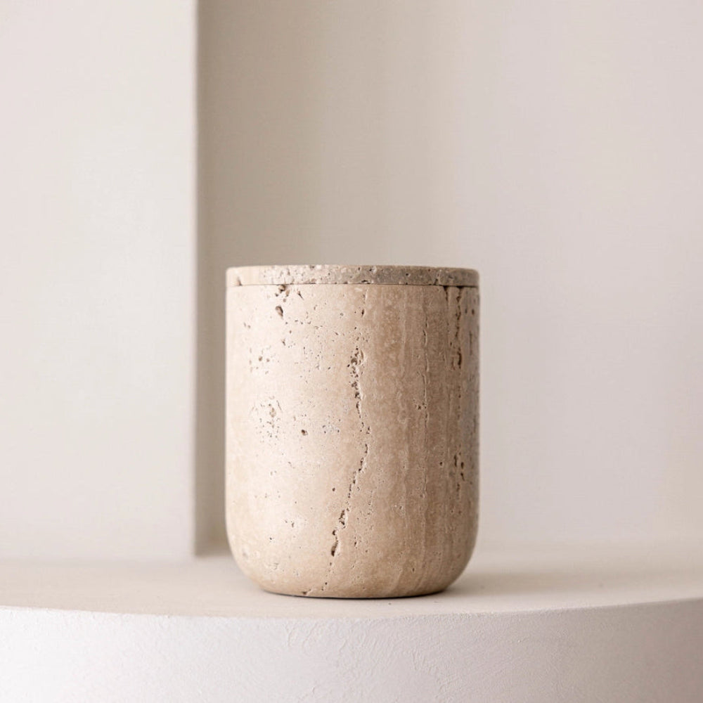 Travertine Lidded Canister