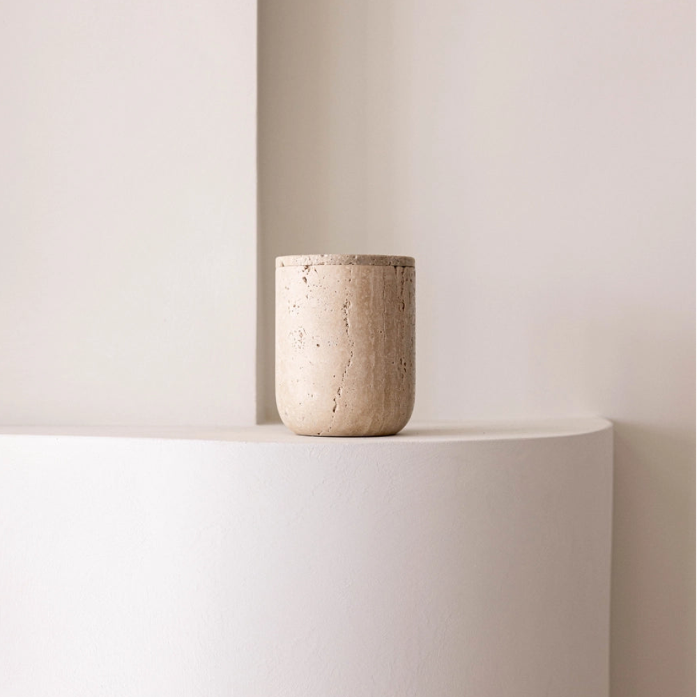 Travertine Lidded Canister