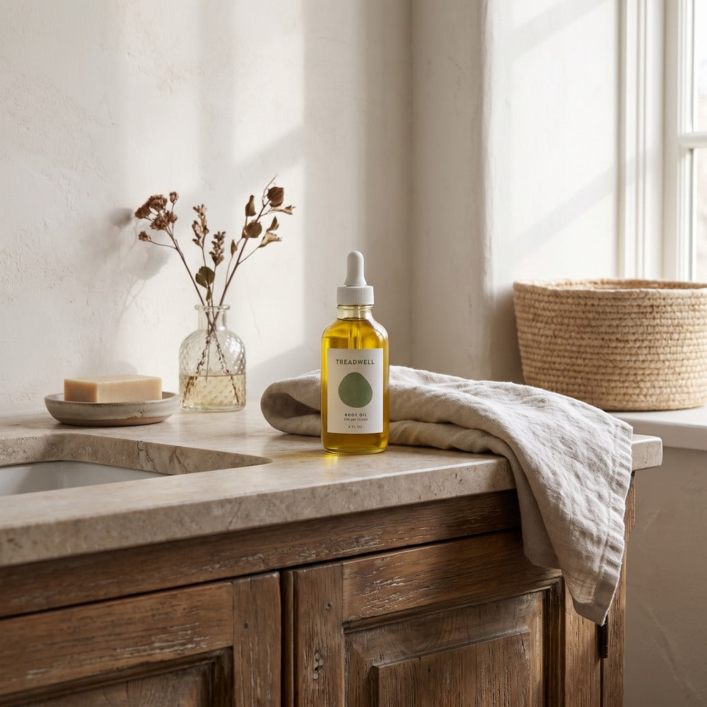 Treadwell Body Oil, styled at home