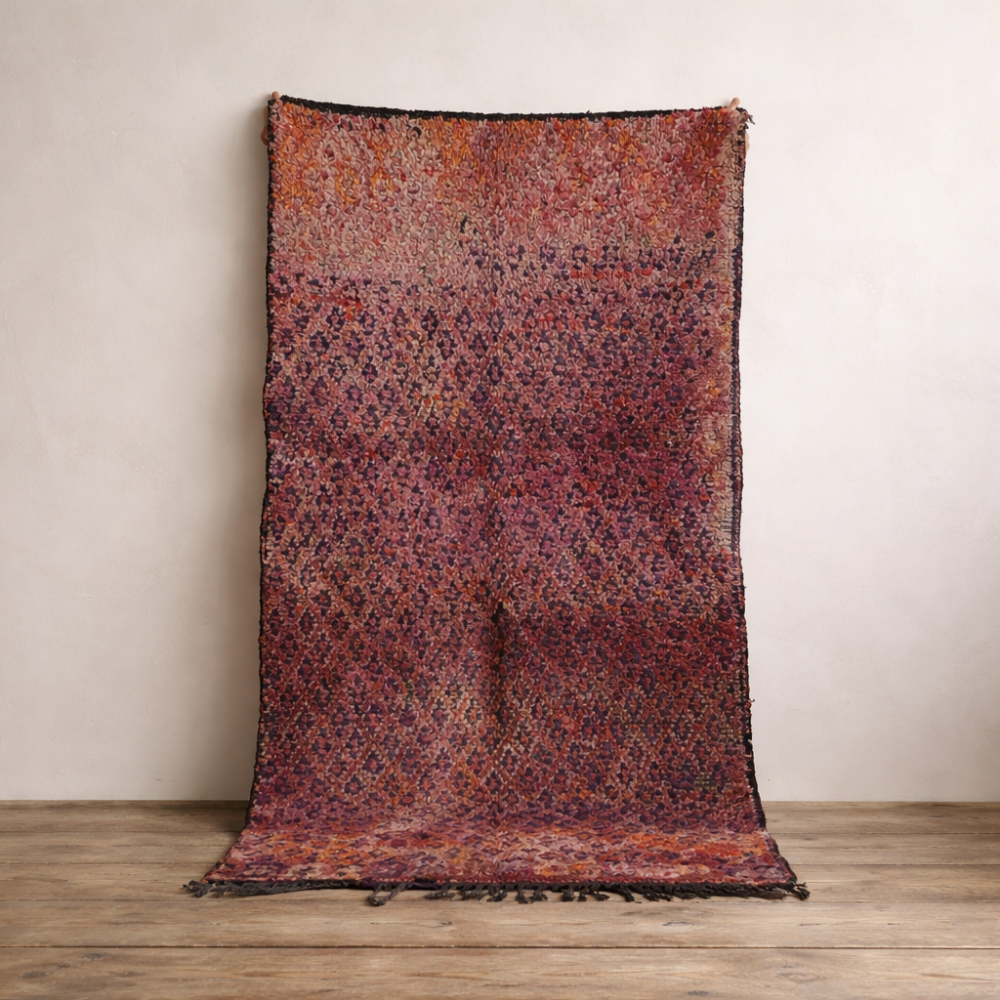 Vintage Berber Bordeaux Wool Rug - 3'2" x 6'3"