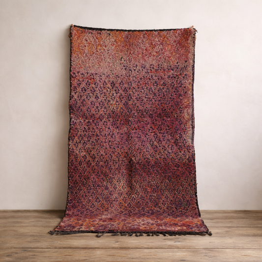 Vintage Berber Bordeaux Wool Rug - 3'2" x 6'3"