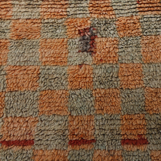 Vintage Moroccan Checkered Wool Rug - 5'3" x 7'