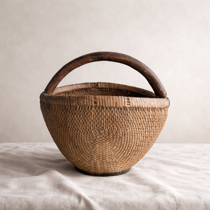 Vintage Round Handle Basket