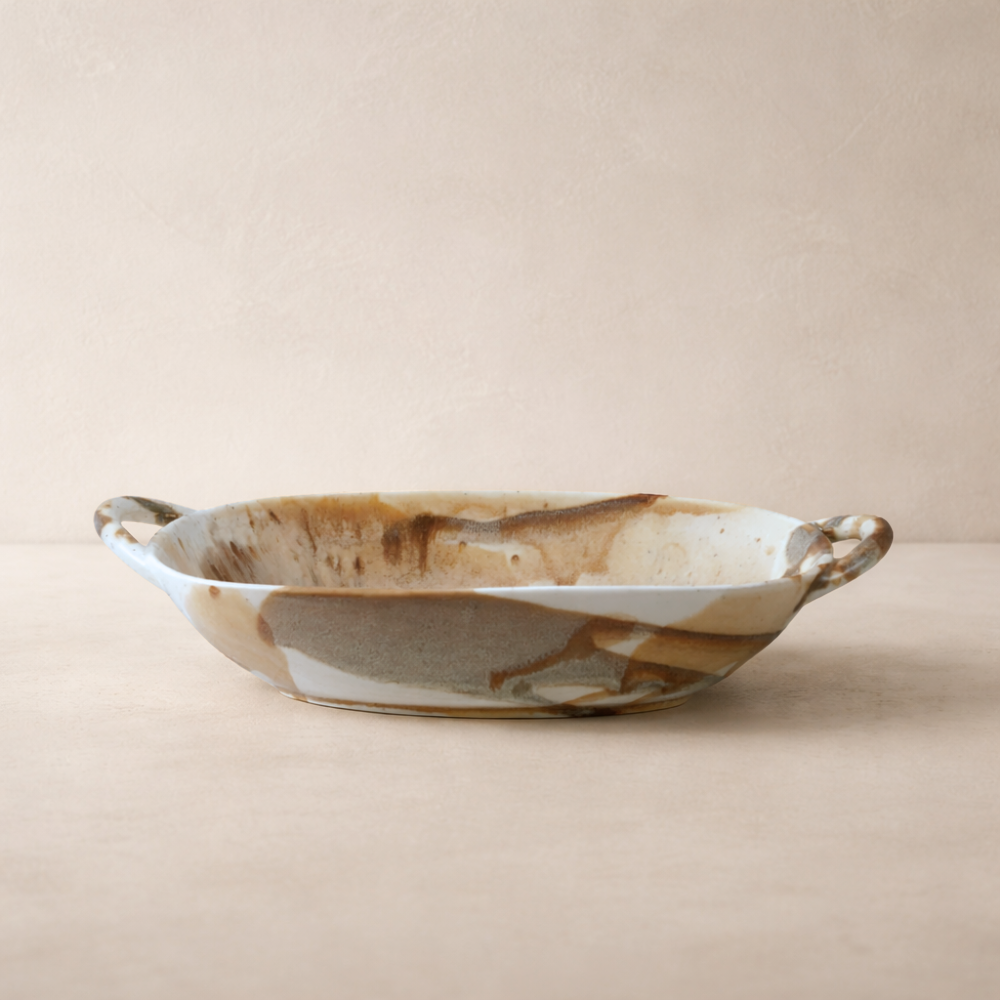 Watercolor Serving Dish With Handles