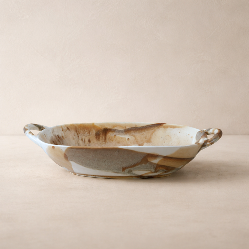 Watercolor Serving Dish With Handles