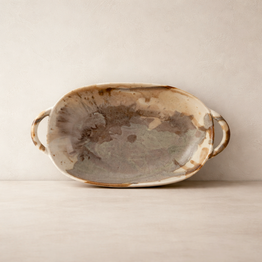 Watercolor Serving Dish With Handles